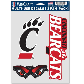 Ncaa Cincinnati Bearcats Decal Multi Use Fan 3 Pack Team Colors One Size