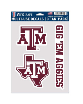 Wincraft Ncaa Texas A&M Aggies Decal Multi Use Fan 3 Pack Team Colors One Size