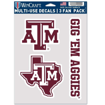 Wincraft Ncaa Texas A&M Aggies Decal Multi Use Fan 3 Pack Team Colors One Size