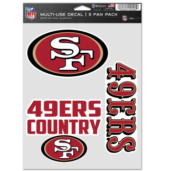 Nfl San Francisco 49Ers Decal Multi Use Fan 3 Pack Team Colors One Size