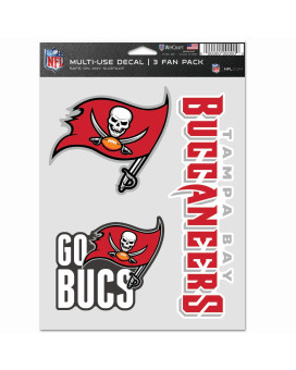 Nfl Tampa Bay Buccaneers Decal Multi Use Fan 3 Pack Team Colors One Size