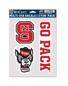 Ncaa North Carolina State Wolfpack Decal Multi Use Fan 3 Pack Team Colors One Size