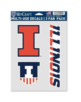 Wincraft Ncaa Illinois Illini Decal Multi Use Fan 3 Pack Team Colors One Size