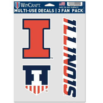 Wincraft Ncaa Illinois Illini Decal Multi Use Fan 3 Pack Team Colors One Size