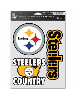 Nfl Pittsburgh Steelers Decal Multi Use Fan 3 Pack Team Colors One Size