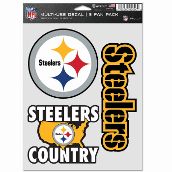 Nfl Pittsburgh Steelers Decal Multi Use Fan 3 Pack Team Colors One Size