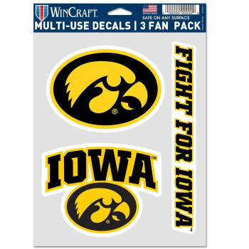 Wincraft Ncaa Iowa Hawkeyes Decal Multi Use Fan 3 Pack Team Colors One Size