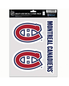 Wincraft Nhl Montreal Canadiens Decal Multi Use Fan 3 Pack Team Colors One Size