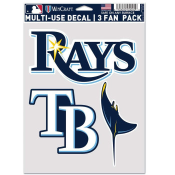 Wincraft Mlb Tampa Bay Rays Decal Multi Use Fan 3 Pack Team Colors One Size