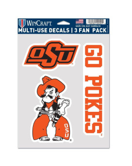 Wincraft Ncaa Oklahoma State Cowboys Decal Multi Use Fan 3 Pack Team Colors One Size