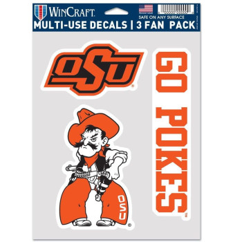 Wincraft Ncaa Oklahoma State Cowboys Decal Multi Use Fan 3 Pack Team Colors One Size