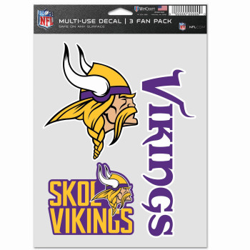 Wincraft Nfl Minnesota Vikings Decal Multi Use Fan 3 Pack Team Colors One Size