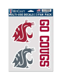 Wincraft Ncaa Washington State Cougars Decal Multi Use Fan 3 Pack Team Colors One Size