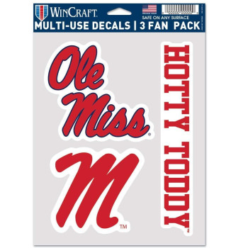 Ncaa Mississippi Old Miss Rebels Decal Multi Use Fan 3 Pack Team Colors One Size