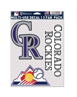 Wincraft Mlb Colorado Rockies Decal Multi Use Fan 3 Pack Team Colors One Size