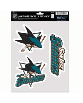 Wincraft Nhl San Jose Sharks Decal Multi Use Fan 3 Pack Team Colors One Size