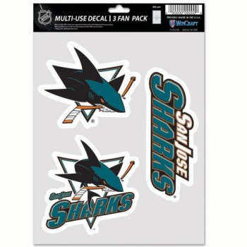 Wincraft Nhl San Jose Sharks Decal Multi Use Fan 3 Pack Team Colors One Size