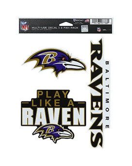 Wincraft Nfl Baltimore Ravens Decal Multi Use Fan 3 Pack Team Colors One Size