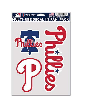 Wincraft Mlb Philadelphia Phillies Decal Multi Use Fan 3 Pack Team Colors One Size