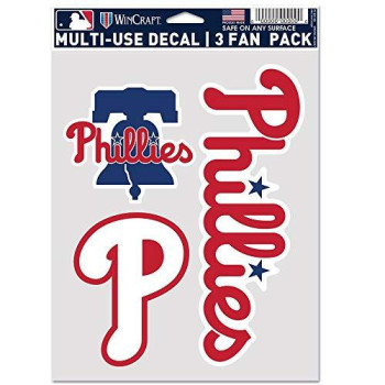 Wincraft Mlb Philadelphia Phillies Decal Multi Use Fan 3 Pack Team Colors One Size