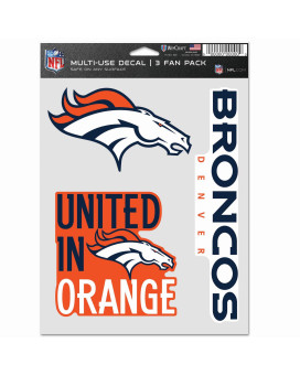 Nfl Denver Broncos Decal Multi Use Fan 3 Pack Team Colors One Size