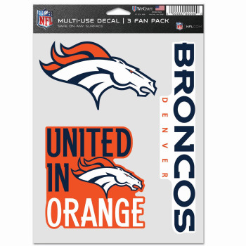 Nfl Denver Broncos Decal Multi Use Fan 3 Pack Team Colors One Size