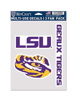 Ncaa Lsu Tigers Decal Multi Use Fan 3 Pack Team Colors One Size