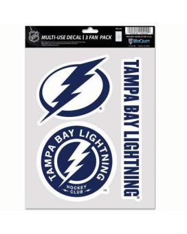 Wincraft Nhl Tampa Bay Lightning Decal Multi Use Fan 3 Pack Team Colors One Size