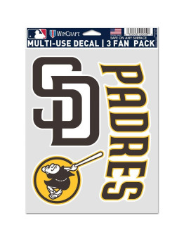 Wincraft Mlb San Diego Padres Decal Multi Use Fan 3 Pack Team Colors One Size