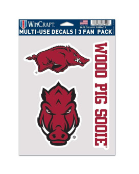 Wincraft Ncaa Arkansas Razorbacks Decal Multi Use Fan 3 Pack Team Colors One Size