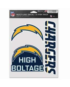 Wincraft Nfl Los Angeles Chargers Decal Multi Use Fan 3 Pack Team Colors One Size