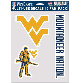 Wincraft Ncaa West Virginia Mountaineers Decal Multi Use Fan 3 Pack Team Colors One Size