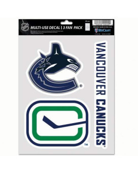 Wincraft Nhl Vancouver Canucks Decal Multi Use Fan 3 Pack Team Colors One Size