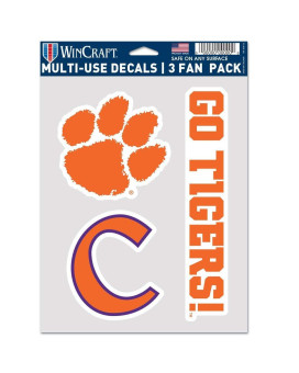 Wincraft Ncaa Clemson Tigers Decal Multi Use Fan 3 Pack Team Colors One Size