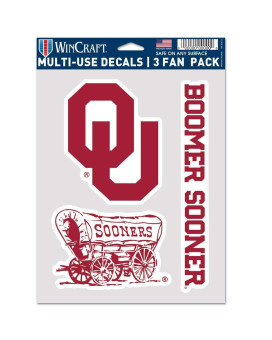 Wincraft Ncaa Oklahoma Sooners Decal Multi Use Fan 3 Pack Team Colors One Size