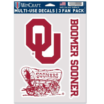 Wincraft Ncaa Oklahoma Sooners Decal Multi Use Fan 3 Pack Team Colors One Size