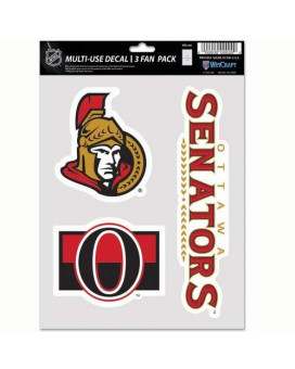 Wincraft Nhl Ottawa Senators Decal Multi Use Fan 3 Pack Team Colors One Size