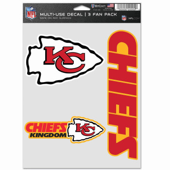 Wincraft Nfl Kansas City Chiefs Decal Multi Use Fan 3 Pack Team Colors One Size