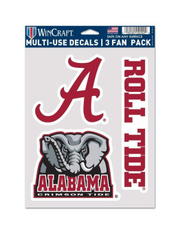 Wincraft Ncaa Alabama Crimson Tide Decal Multi Use Fan 3 Pack Team Colors One Size