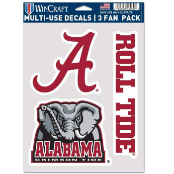 Wincraft Ncaa Alabama Crimson Tide Decal Multi Use Fan 3 Pack Team Colors One Size