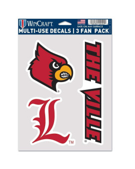 Wincraft Ncaa Louisville Cardinals Decal Multi Use Fan 3 Pack Team Colors One Size