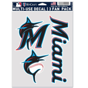 Wincraft Mlb Miami Marlins Decal Multi Use Fan 3 Pack Team Colors One Size