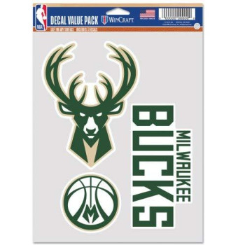 Nba Milwaukee Bucks Decal Multi Use Fan 3 Pack Team Colors One Size