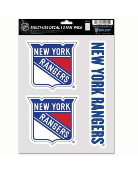 Wincraft Nhl New York Rangers Decal Multi Use Fan 3 Pack Team Colors One Size