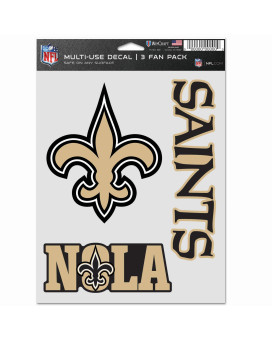 Wincraft Nfl New Orleans Saints Decal Multi Use Fan 3 Pack Team Colors One Size