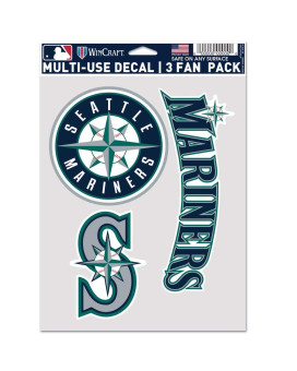 Wincraft Mlb Seattle Mariners Decal Multi Use Fan 3 Pack Team Colors One Size