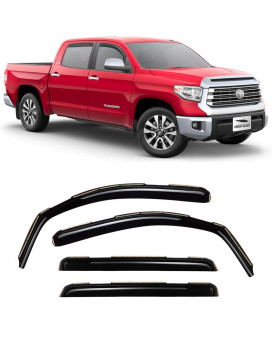 Voron Glass In-Channel Extra Durable Rain Guards For Trucks Toyota Tundra 2007-2021 Crewmax, Window Deflectors, Vent Window Visors, 4 Pieces - 220083