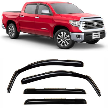 Voron Glass In-Channel Extra Durable Rain Guards For Trucks Toyota Tundra 2007-2021 Crewmax, Window Deflectors, Vent Window Visors, 4 Pieces - 220083