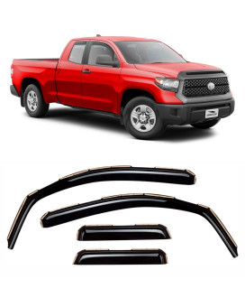 Voron Glass In-Channel Extra Durable Rain Guards For Trucks Toyota Tundra 2007-2021 Double Cab, Window Deflectors, Vent Window Visors, 4 Pieces - 230082