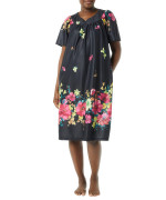 Amerimark Womens Womens Plus Floral Flower Lounge Dress- Short Sleeve Gown Sleepwear For Ladies, Evening Floral, 4X